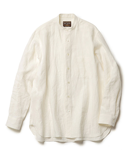 MR.OLIVE / FRENCH LINEN CLOTH / BAND COLLAR L/S SHIRT ミスターオリーブ/フレンチリネンクロス/バンドカラー ロングスリーブシャツ